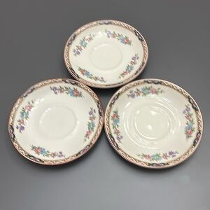 JG MEAKIN saucers 5.5” SOL SUN 391413 FLORAL lot of 3 VNTG made in England